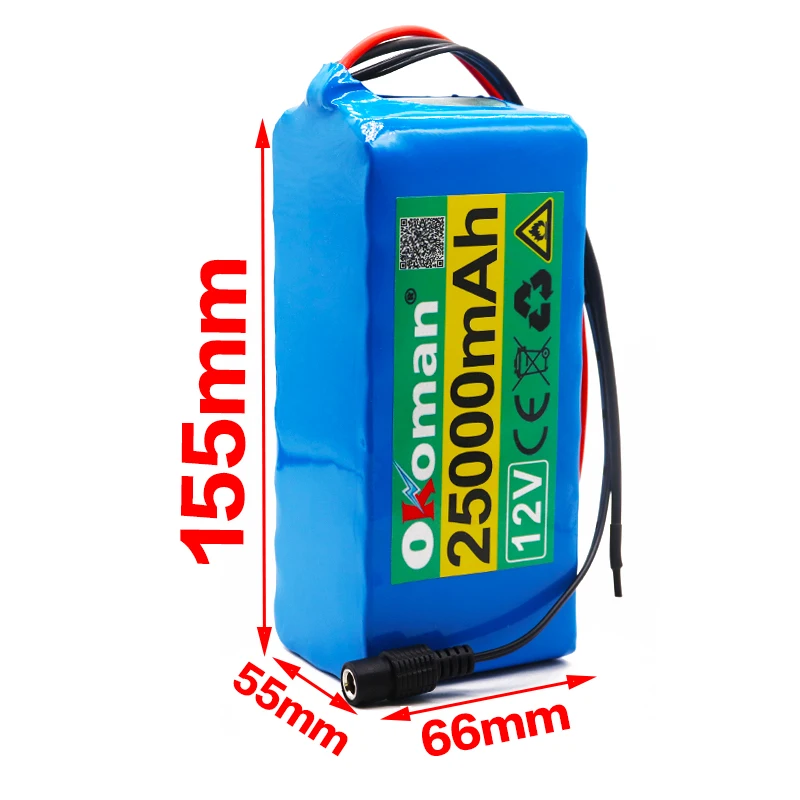Оригинальный 18650 аккумулятор большой емкости 12v 25ah литиевая батарея Защитная
