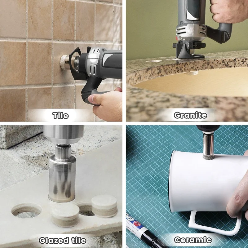 

30Pcs Diamond Coated Drill Bit Set Tile Marble Glass Ceramic Hole Saw Drilling Bits for Power Tools 6-50mm