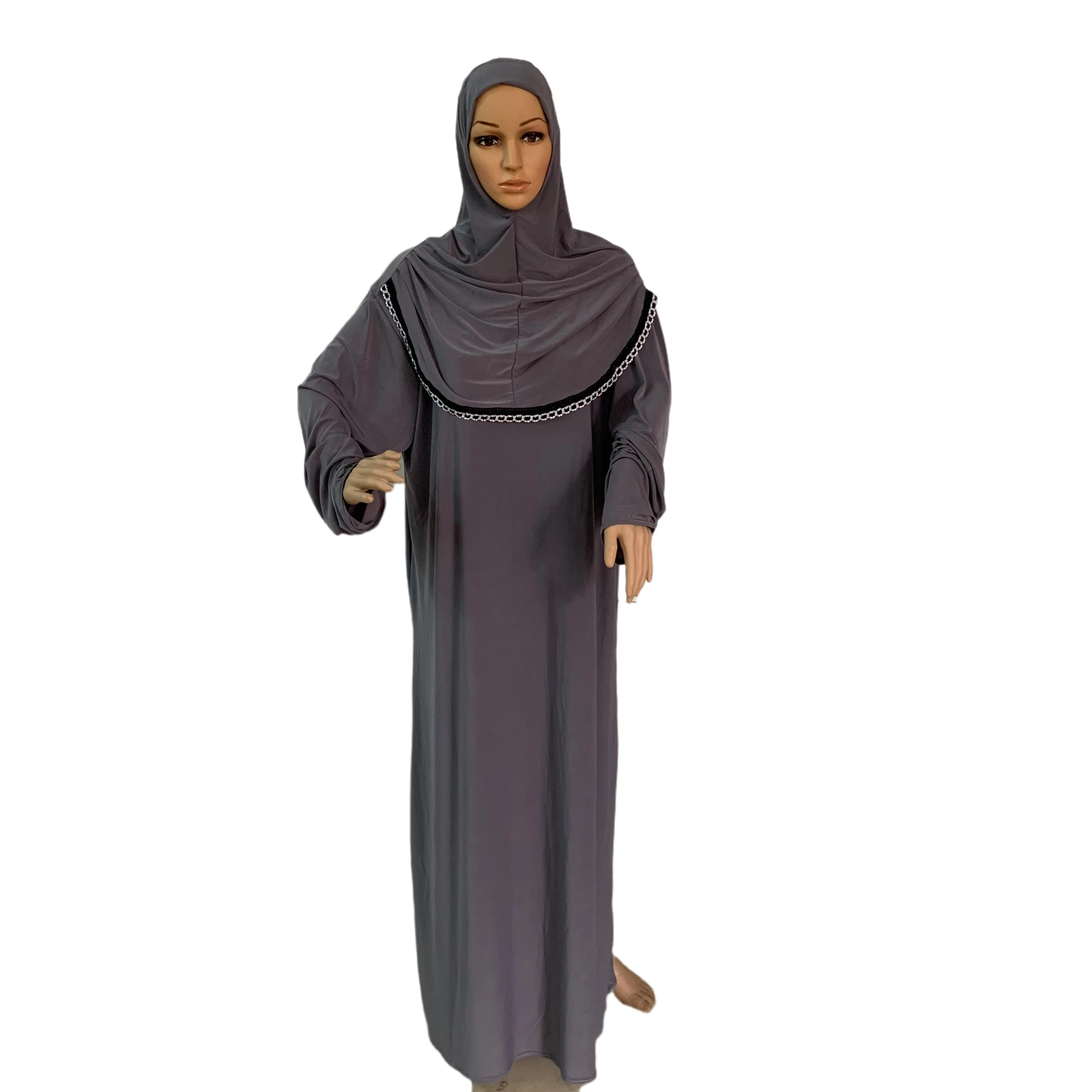 H118 pray abaya muslim dress with attached hijab khimar abaya pray kaftan Robe Arab Middle East Clothing