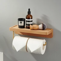 bathroom wall mounted storage rack paper towel holder toilet roll holder brass wood napkin holder toilet paper holders shelf