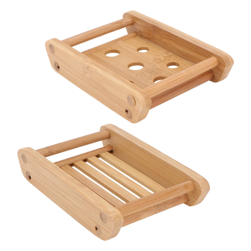 

2PCS Bamboo Wooden Soap Tray Mould-proof Draining Sanitary Bamboo Box (Khaki)