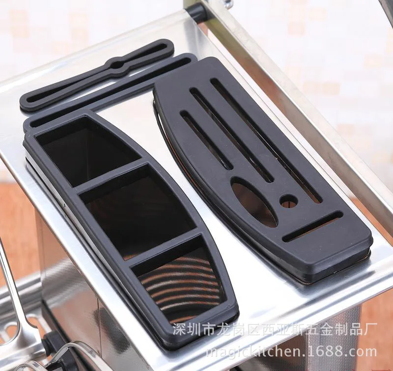 

Stainless steel dish holder Three-layer draining dish holder with knife barrel chopsticks barrel one-in-one bowl rack