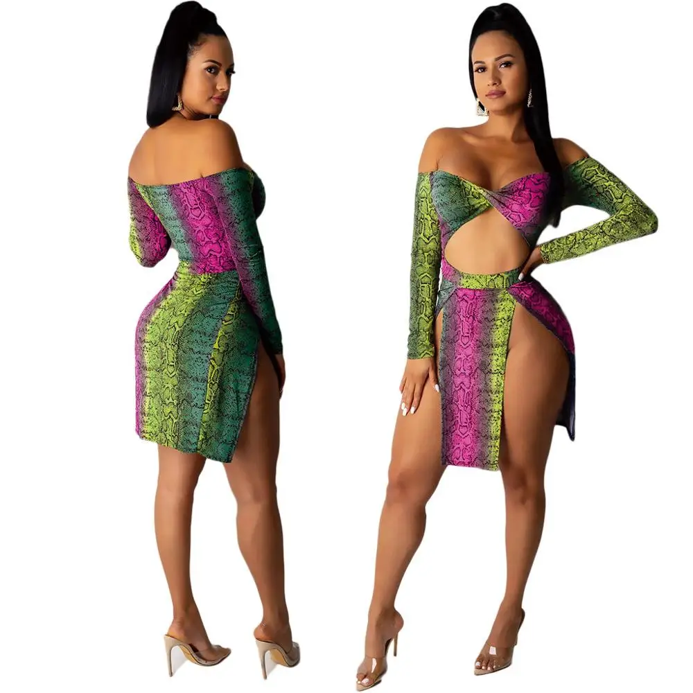 Женское облегающее платье с V-образным вырезом длинным рукавом и открытыми