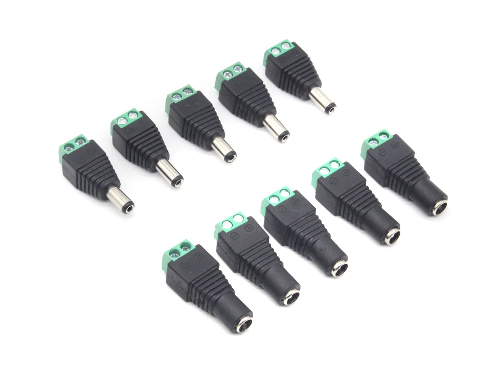 2 пары гнездовых и мужских разъемов питания постоянного тока Штекерный адаптер 5