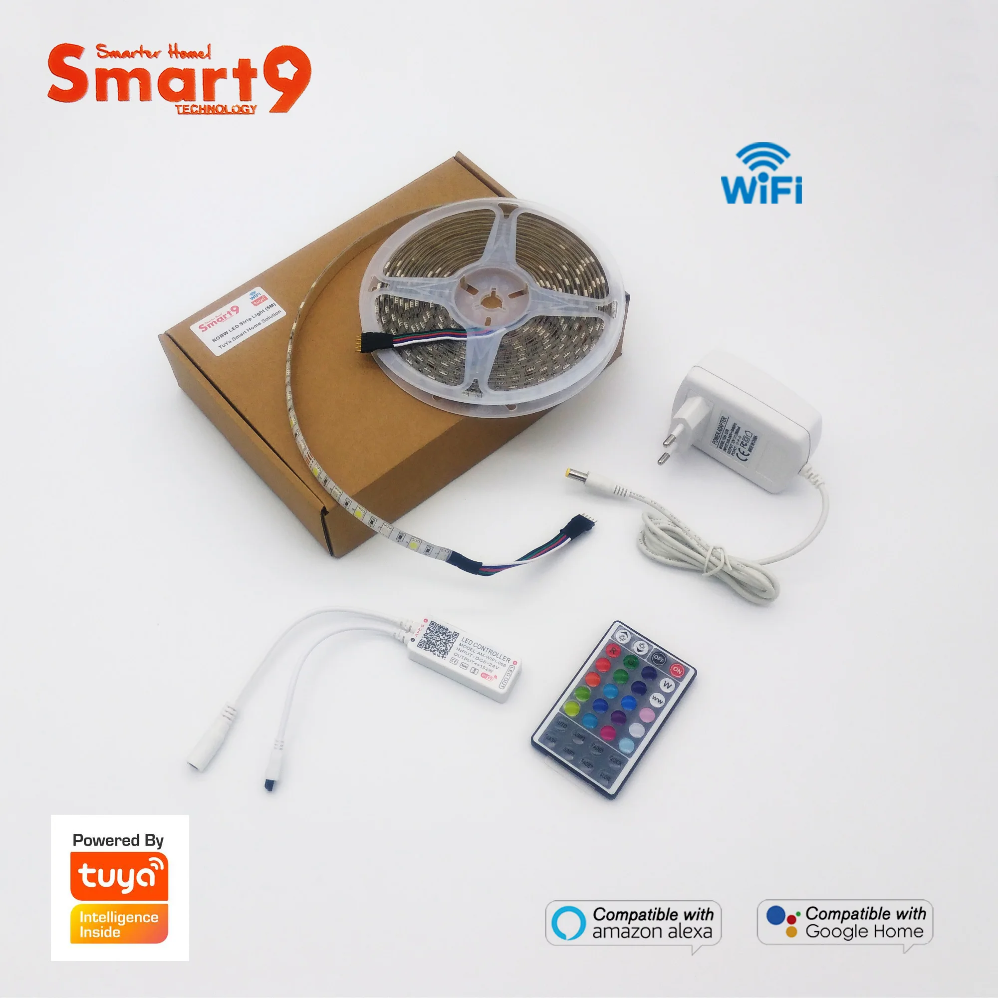 Световая лента Smart9 с поддержкой Wi Fi RGBW 5 метров работает приложением Smart Life
