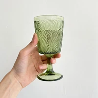 300ml retro wine glasses cups amber relief leaves drinking fruit juice wedding party champagne cup wine glass goblet