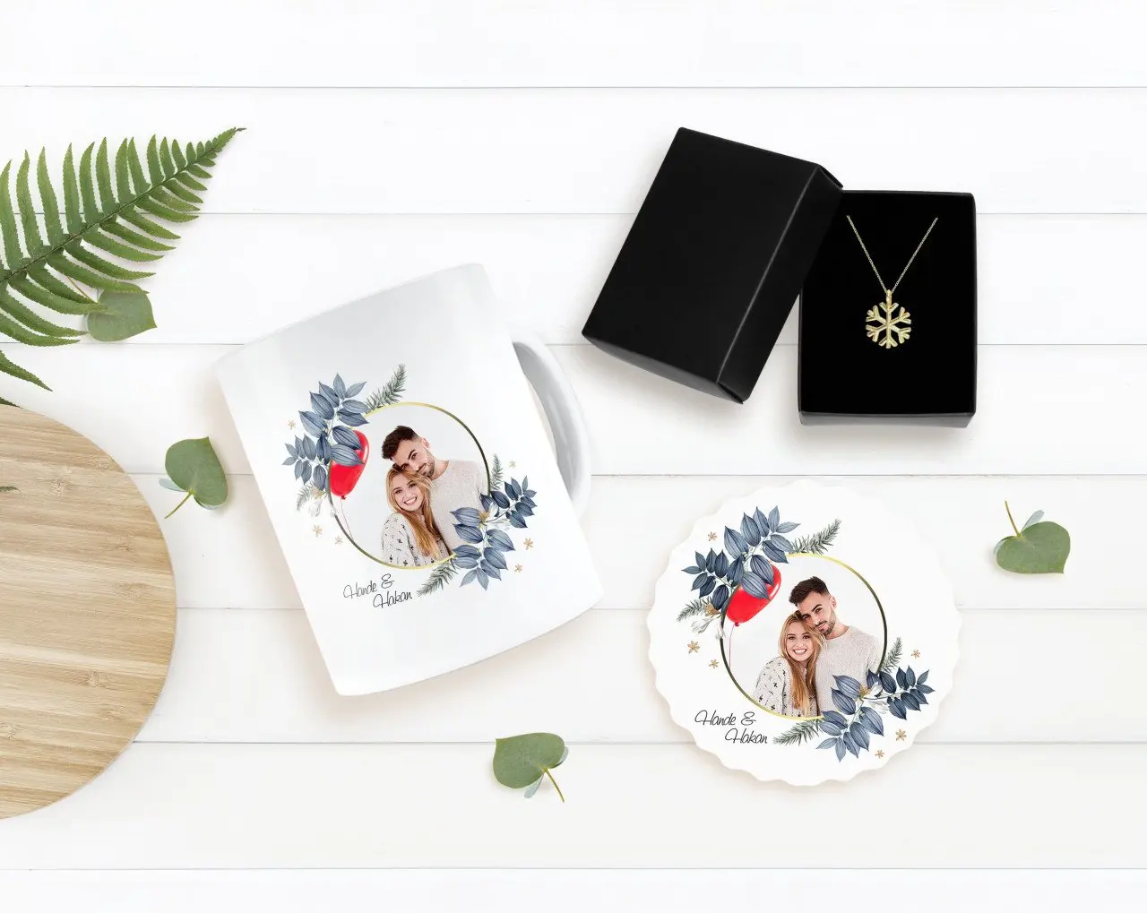 

Персонализированные ко Дню Святого Валентина тематические Фото Подставка под кружку и подвесок в форме снежинок к Seti-34