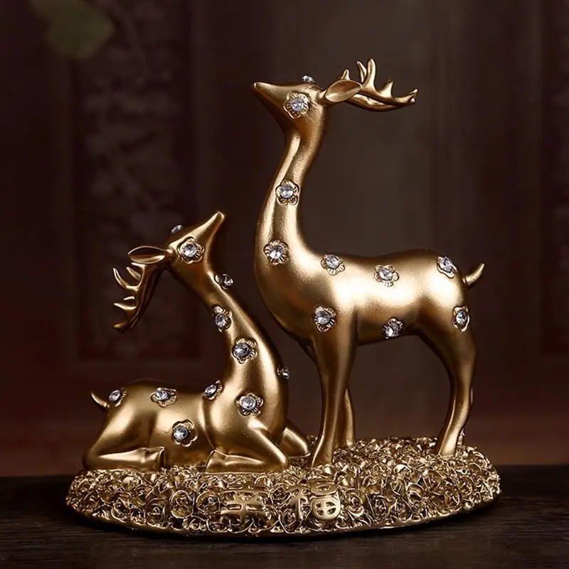

Elk Resin Figure Sculpture Statue House Decoration Home Office Table Decor Ornament for Living Room Bedroom Desktop