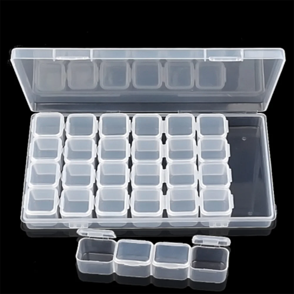 28 слотов Прозрачный Многоцветный Пластиковый пустой ящик для хранения