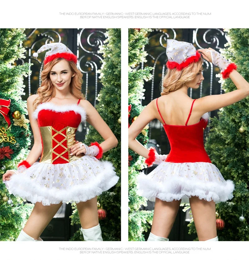 

HOT 2020 Women Red Christmas dress Sexy Lingerie Seduction Exotic Apparel Costumes Uniform Cosplay Temptation Roleplay Lingerie