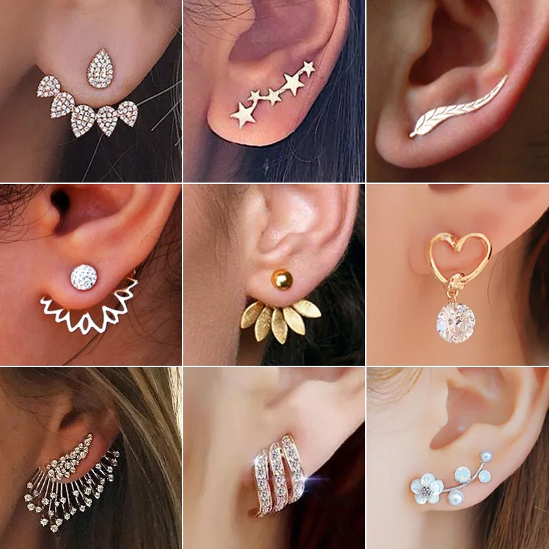 

2020 New Fashion Simulated Pearls Pendient Angel Wings Leaf Feather Flowers Stud Earrings For Women Wedding Jewelry