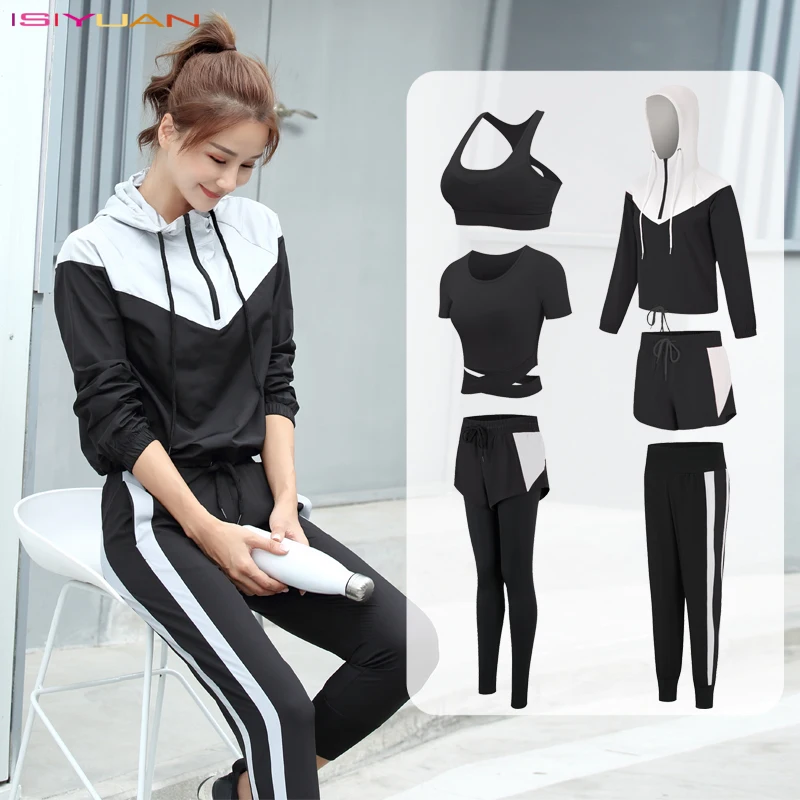 Костюм для йоги ISIYUAN костюм из 5 предметов спортивный быстросохнущие штаны