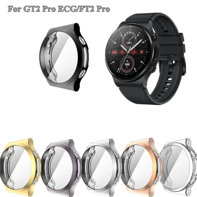 

TPU Soft Full Screen Glass Protector Case Shell Edge Frame For Huawei-Watch GT 2 Pro ECG Strap Band GT2 pro Protective