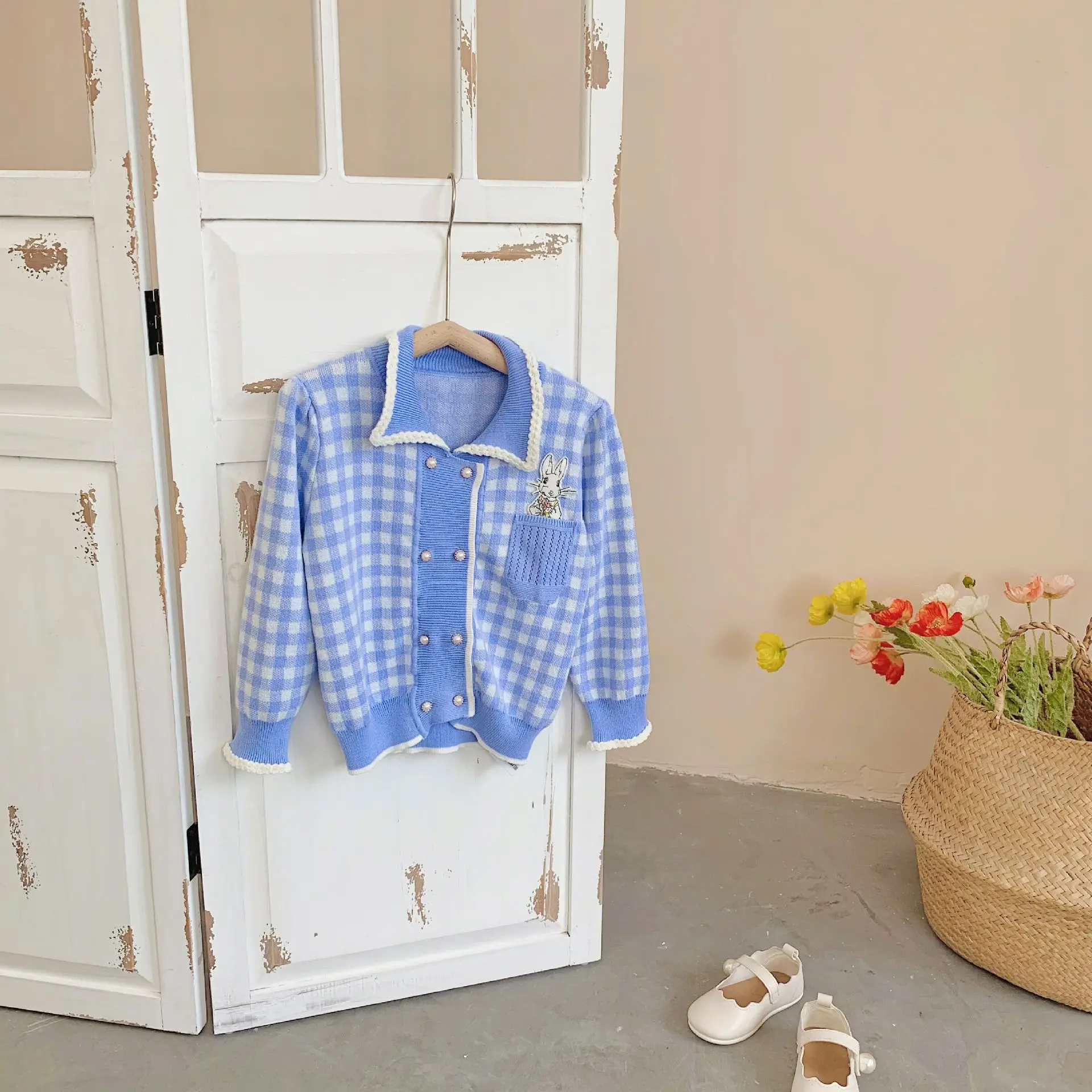 

Kids Clothes 2021 Autumn girls sweaters rabbit pattern cute toddler kids knitted tops