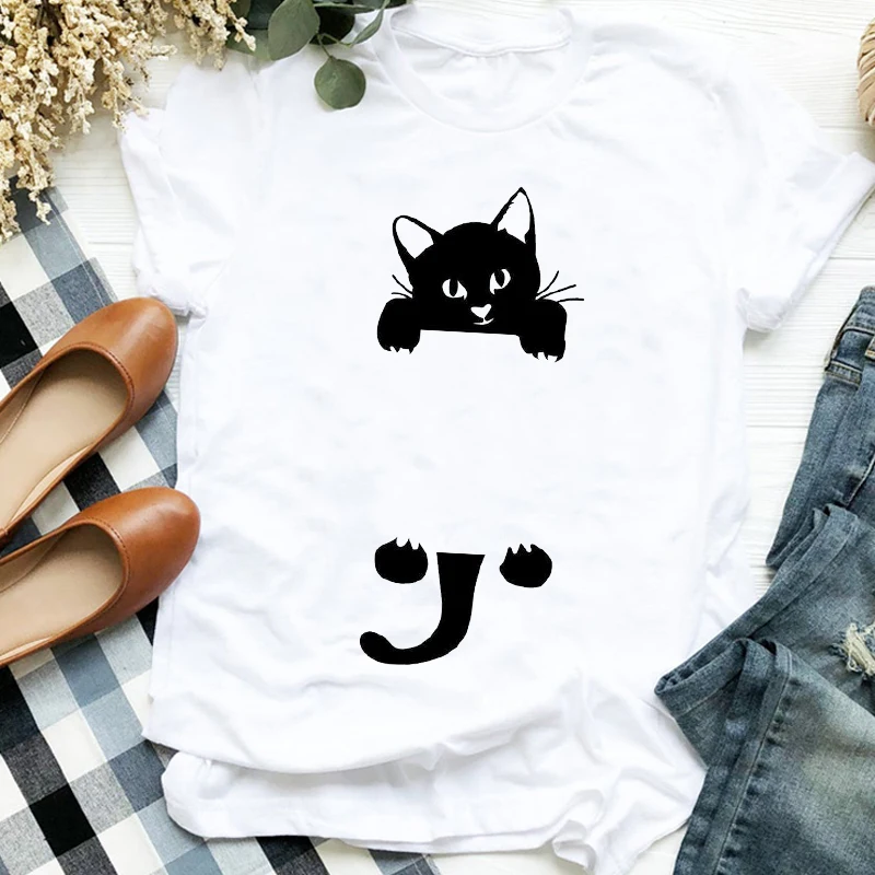 

Women Lady Cat Paw Funny Animal Cute Fashion Printing 90s Print Tshirt Shirt Clothes Top Graphic Female T Tee Womens T-shirt