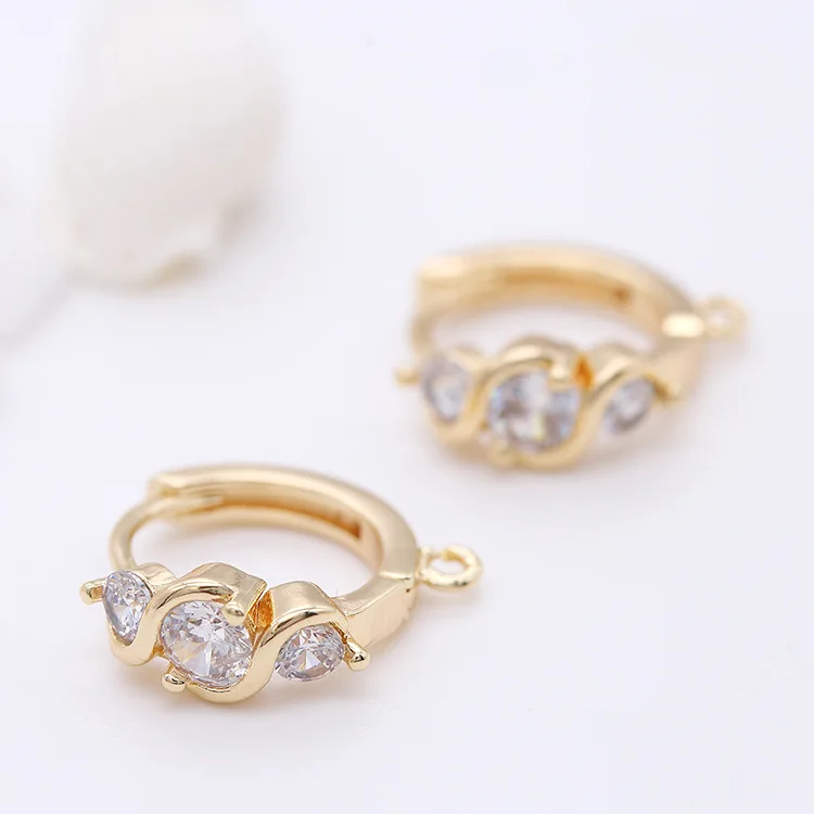 

4PCS 15*15MM 14K Gold Color Brass with Zircon Round Loop Earrings Hoops High Quality Diy Jewelry Findings Accessories