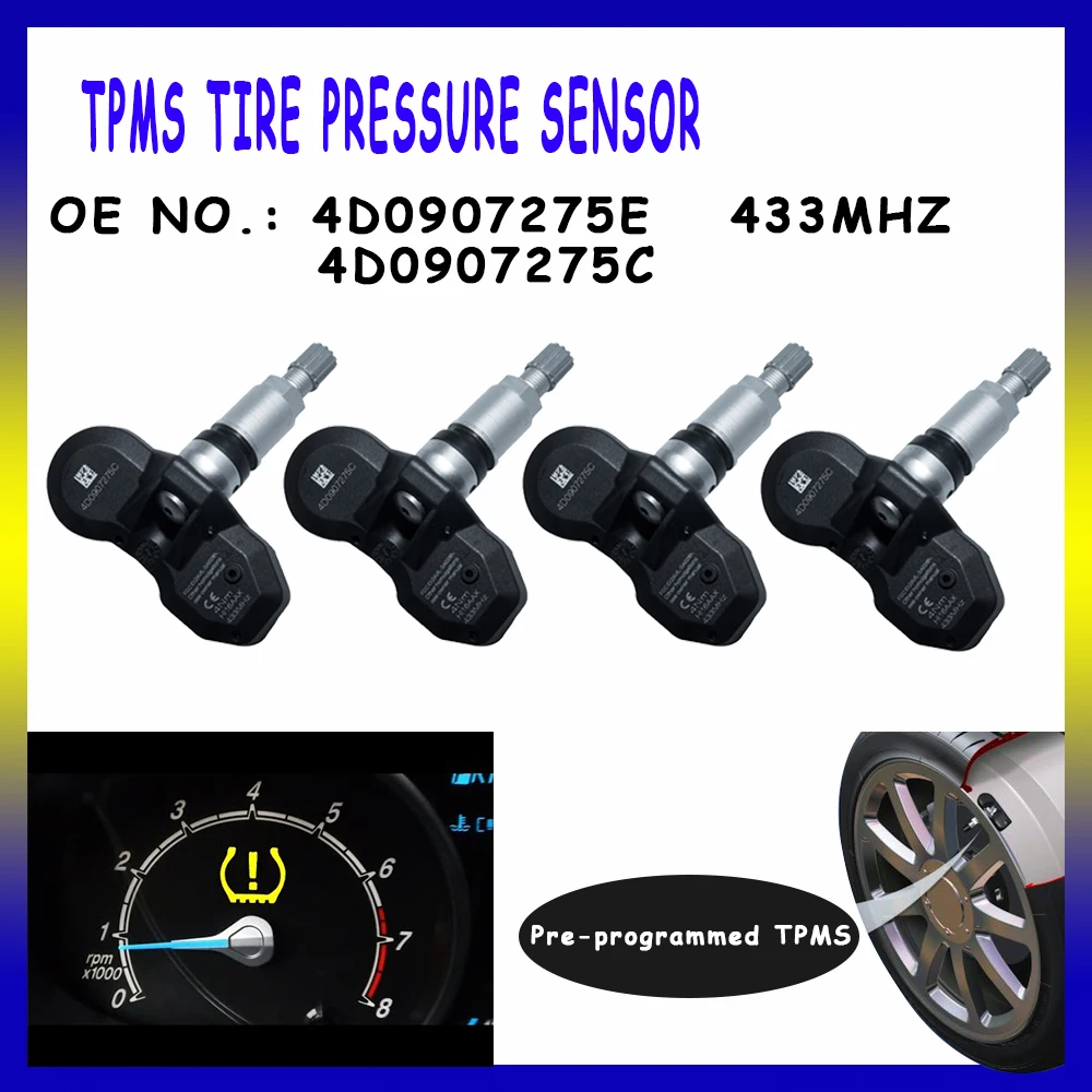 Датчик давления в шинах TPMS для AUDI A8 2004 2005 2006 2007 VW Phaeton 2003 OEM 4D0907275E 4D0907275C #433 МГц |