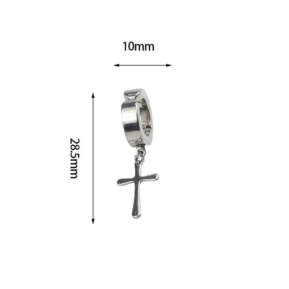 

Vintage Fashionable Cross Design Men Metal Ear Hooks Ear Stud Non Piercing Clip Earrings Fake Earrings for Boyfriend Lover