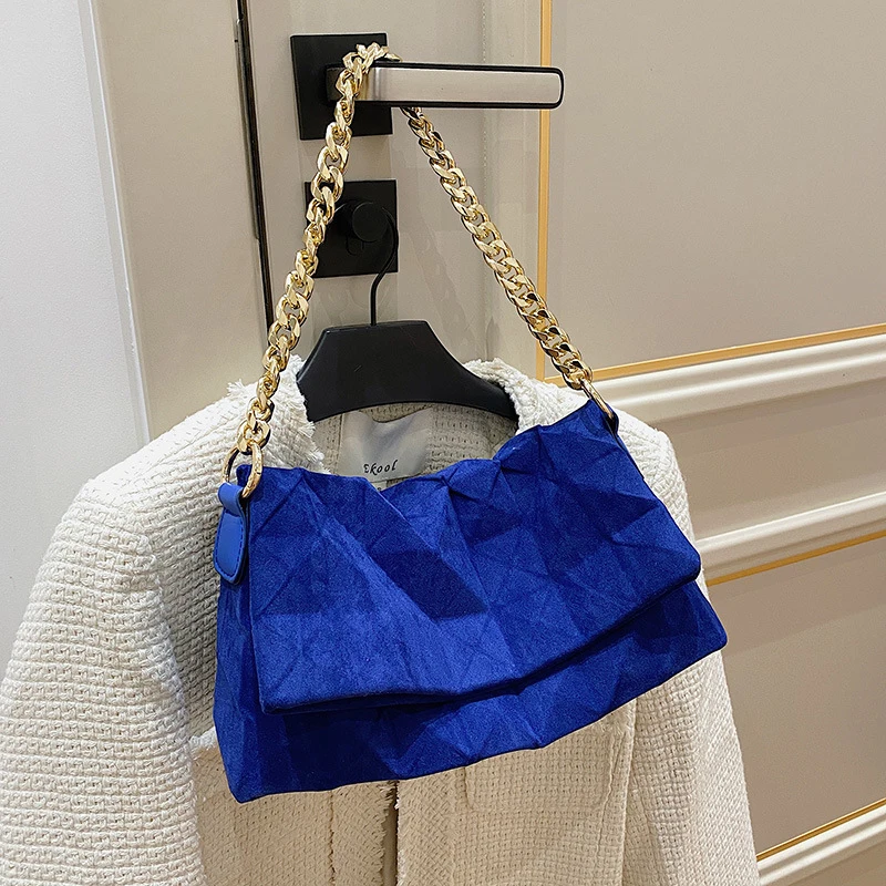 

2021 Woman Bag Fashion One Shoulder Underarm Large Capacity Bag Suede Geometric Tote Bag Solid Color