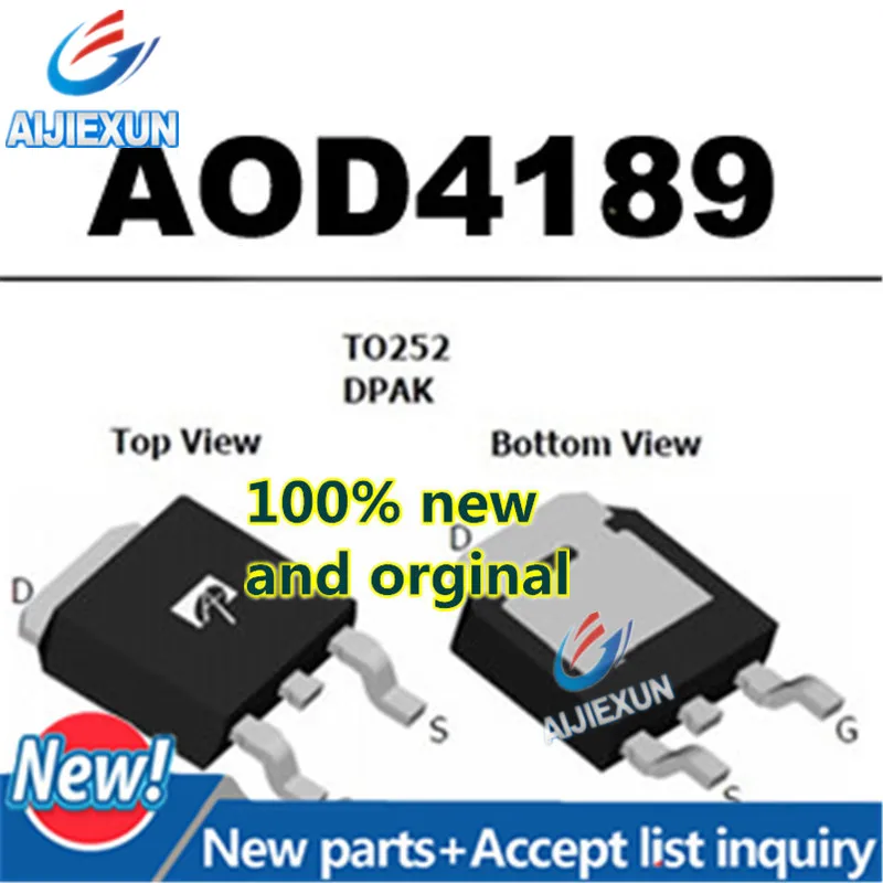 50Pcs 100% New and original  AOD4189 D4189  P-Channel Enhancement Mode Field Effect Transistor large stock