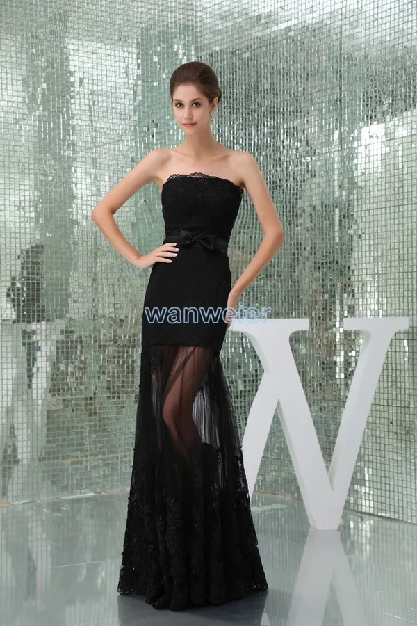 

free shipping 2018 formal gown vestidos vestido de noiva handmade bow Custom sexy black lace appliques long bridesmaid dresses