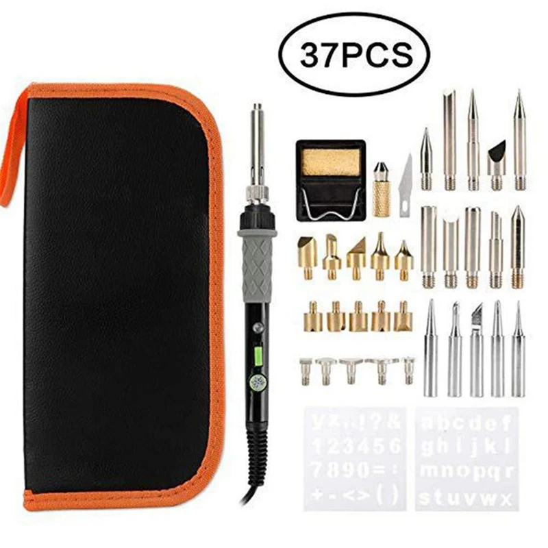 37Pcs Wood Burning Kit Tool Creative Set Carving Pen Soldering Iron Pyrography | Инструменты