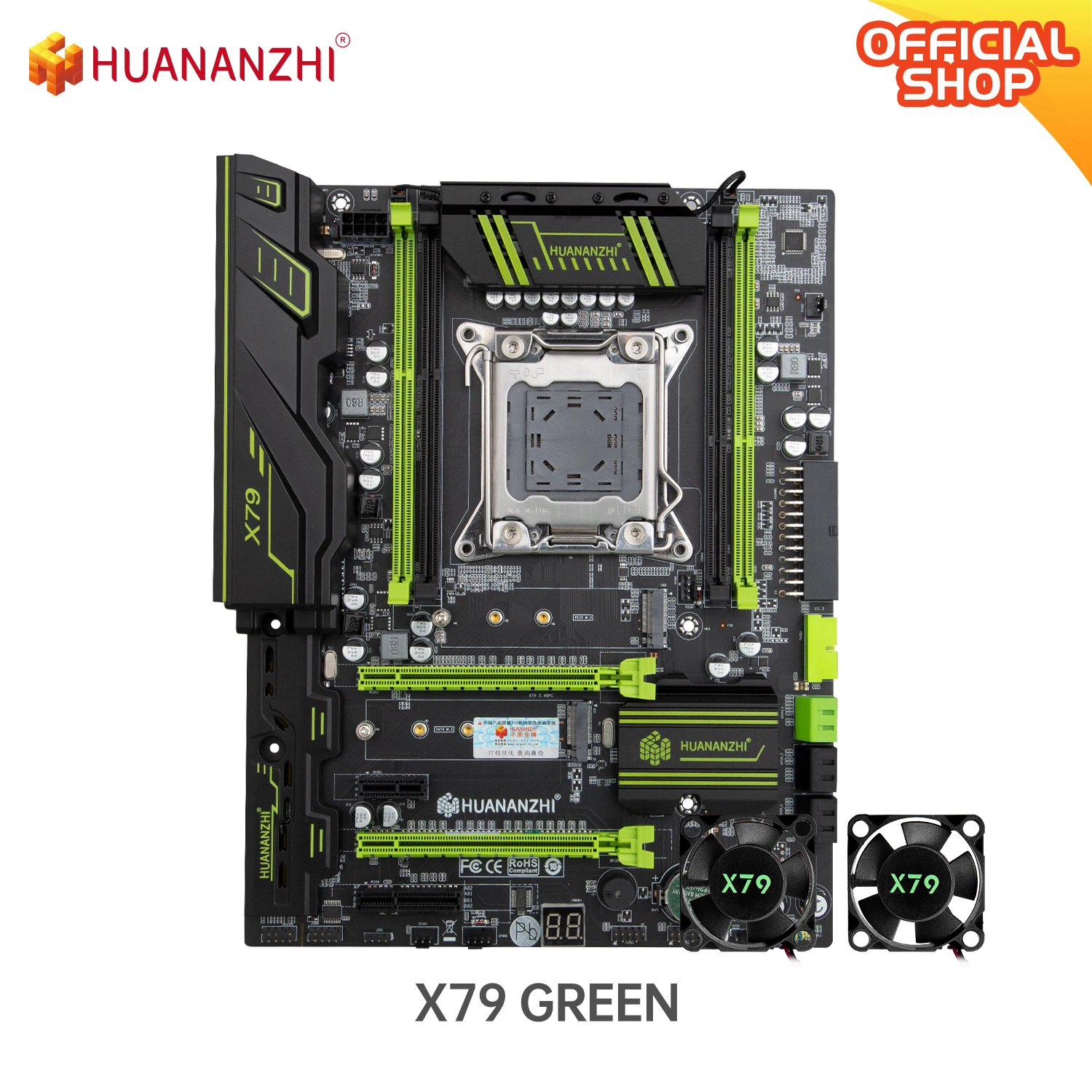 Материнская плата HUANANZHI X79 GREEN LGA2011 ATX USB3.0 SATA3 PCI-E NVME M.2 SSD с поддержкой памяти REG ECC и