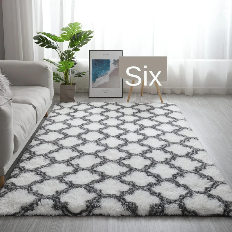 

Grey Carpet Tie Dyeing Plush Soft Carpets For Living Room Bedroom Anti-slip Floor alfombra Bedroom Water Absorption Carpet Rugs