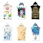 Пляжные полотенца для курорта, сменная одежда, плащи с капюшоном, банный халат из микрофибры с принтом для взрослых, быстросохнущее пончо для бассейна 1064