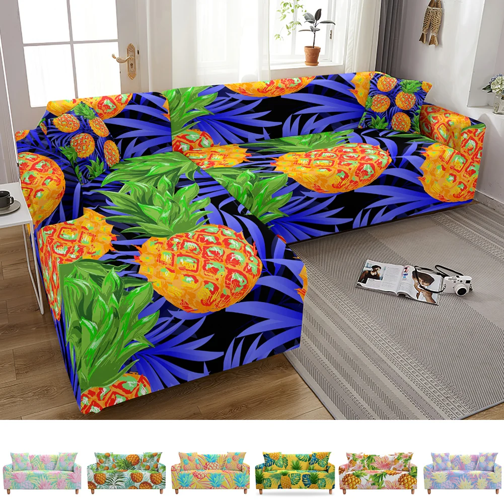 

Stretch Slipcovers Sofa Cover for Living Room Pineapple Sectional Couch Cover 1/2/3/4 Seater funda de sofá L Shape Sofa Need 2pc
