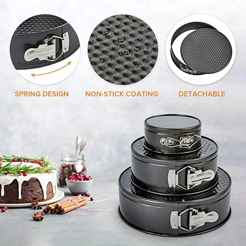 

Pan Set, Nonstick Round Cake Pan 3 Pcs Premium Detachable Bakeware Cheesecake Pans with 50 PCS Parchment Paper Liners