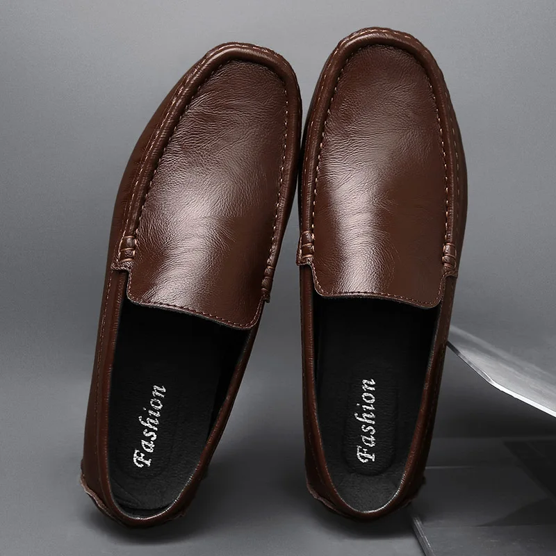 

New Arrival Mens Casual Loafers Footwear Soft Bottom Men Walking Driver Shoes Black Split Leather Man Slip on Casual Sneakers