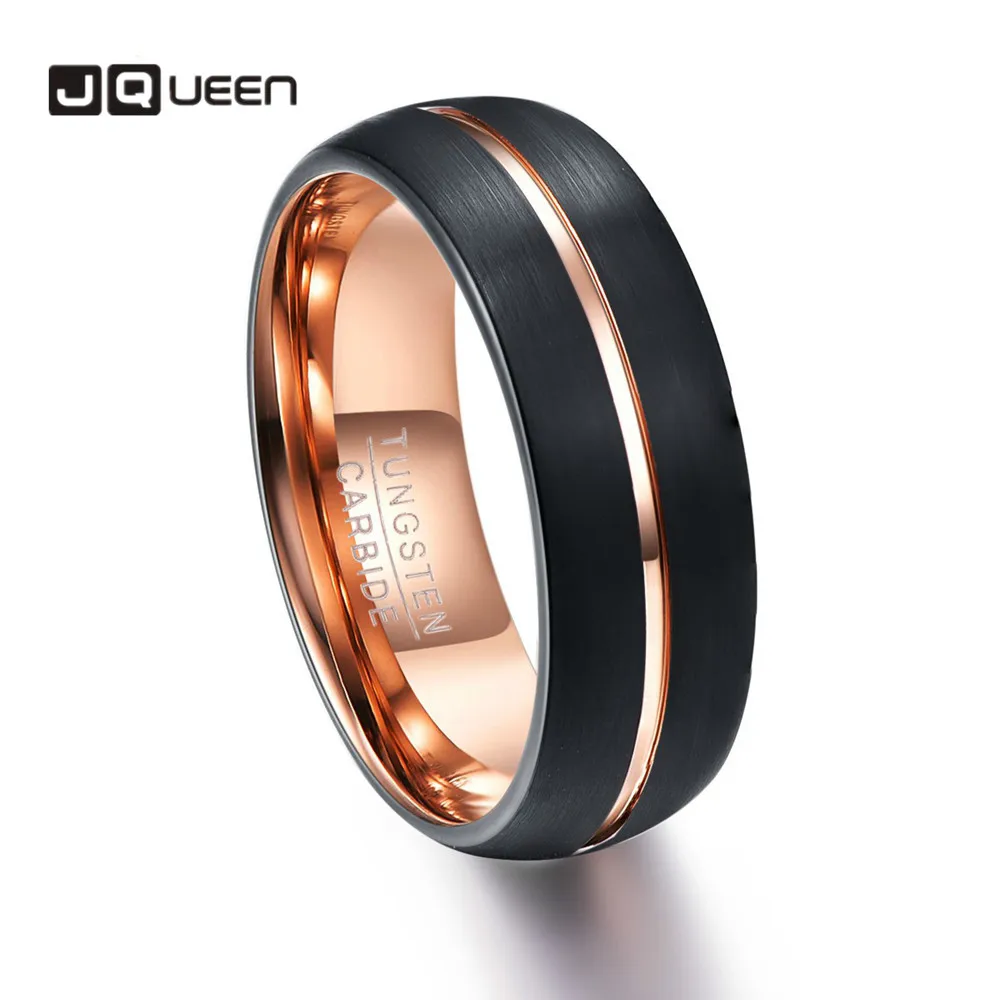 

Men Rings Real Tungsten Carbide Ring Wedding Bands Anillos para hombres Male Ring Wholesale Exquisite Rose Gold Groove