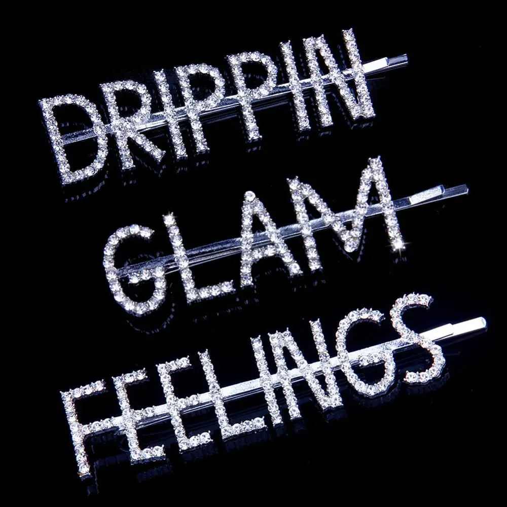 1 шт. блестящие шпильки для волос с кристаллами GLAM/DRIPPIN/X заколки буквами