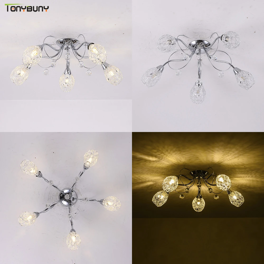 

Chandelier 5 heads with 5pcs 12w led bulb crystal Led for hotel Living Room Bedroom for chandelier ceiling pendant lamp