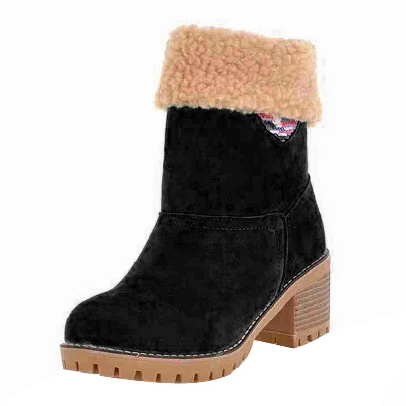 Женские ботильоны на толстом меху LASPERAL зимние ботинки резиновой платформе и