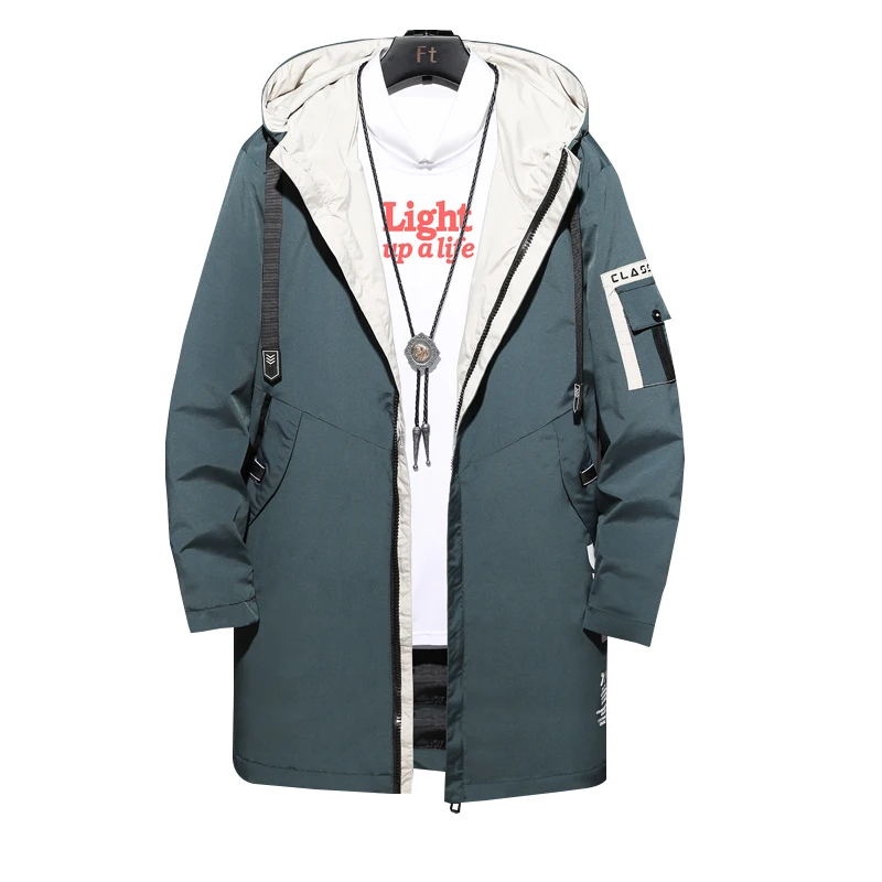 

New Spring Casual Long Trench Coat Fashionable Simplicity Custom Logo Men Clothing Harajuku Print Graphic Jackets B615-ZT1666