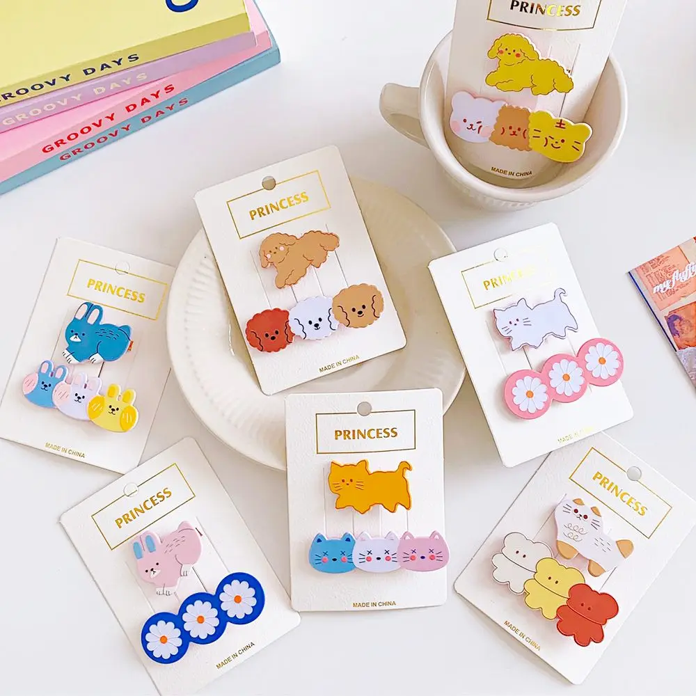 

Headwear Jewelry Woman Puppy Acrylic Bangs Bunny Cartoons Side Clip Hairpin
