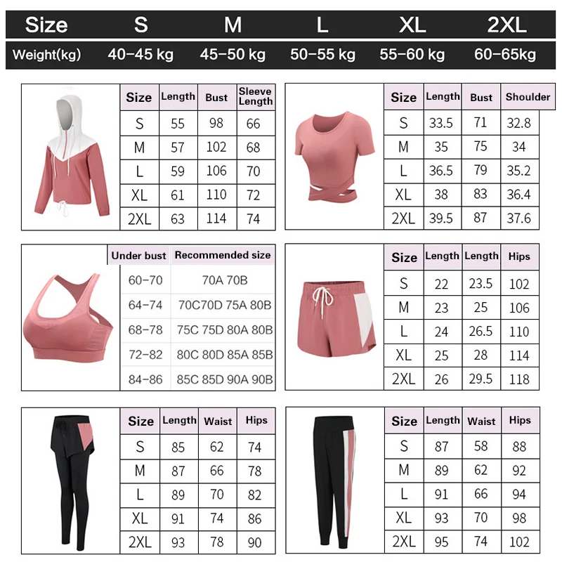 5 Pieces Jogging Sets Female Sports Suit Yoga Wear Gym Fitness Clothing for Girls Outdoor Running Training Workout Quick Dry