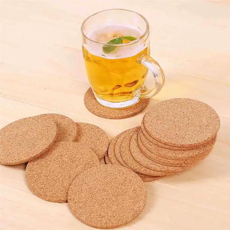 

16Pcs Handy Round Shape Dia 10cm Plain Natural Cork Coasters Wine Drink Coffee Tea Cup Mats Table Pad For Home Office Kitchen