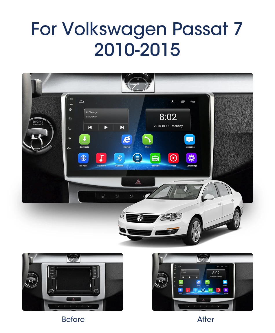 Android 8,1 автомобильный Радио мультимедийный плеер для VW Volkswagen Passat B7 B6 Magotan CC 2010- 2 Din Авторадио gps навигация RDS