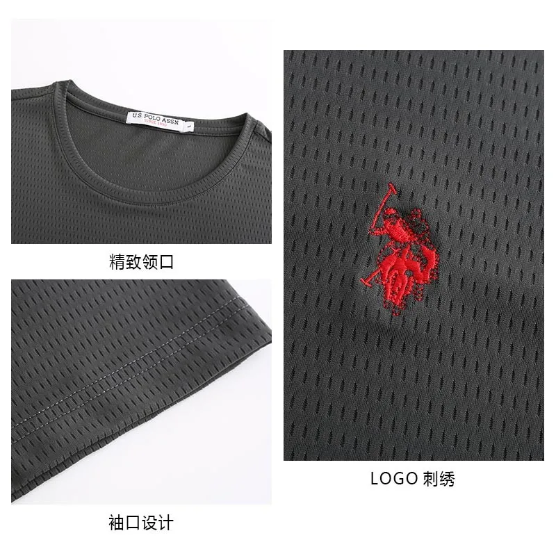 США POLO ASSN. Футболка мужская с круглым вырезом быстросохнущая дышащая однотонная