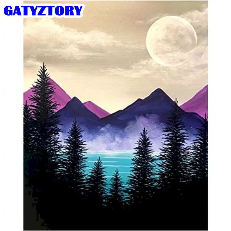 

GATYZTORY Painting By Numbers Kits For Adults 60x75cm Frame Forest Landscape Oil Paint By Number Modern Home Wall Art Photo Gift