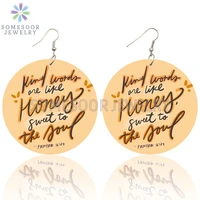 somesoor printed inspire christian sayings wooden drop earrings love jesus god blessed design ear dangle jewelry for women gifts