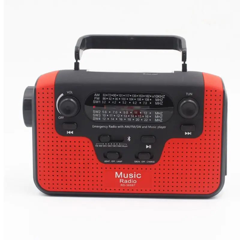 

Portable Hand Crank Radio Card Bluetooth Speaker Emergency Phone Charger Solar D2TC