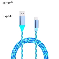 htoc usb typec charging cable visible flowing led light up charger cords colorful fast charging sync data four kinds of color 1m