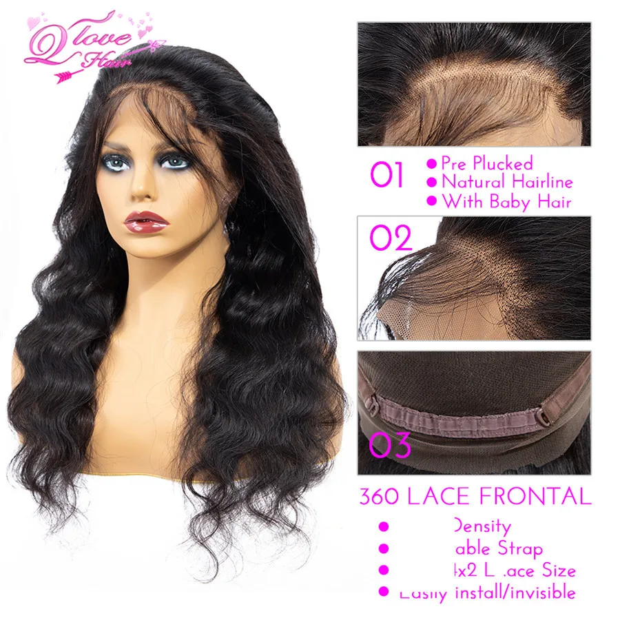 Queen Love Hair 360, фронтальная кружевная застежка, волосы remy, бразильские, натуральный цвет, объемные, волнистые, человеческие волосы, закрытие для черных женщин