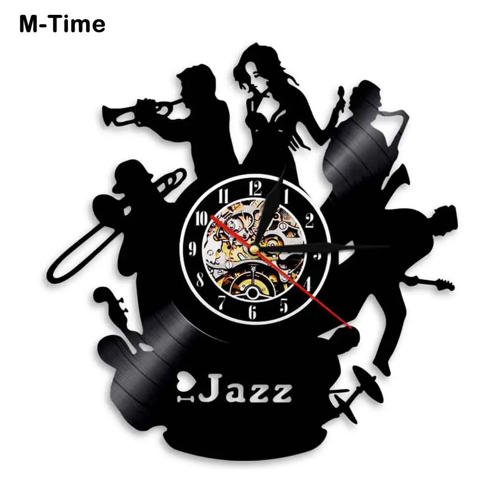 

Saxophone Jazz Music Band Wall Clock Classical Jazz Music Vinyl Record Wall Clock Home Decor Jazz Music Lover Gift reloj pared
