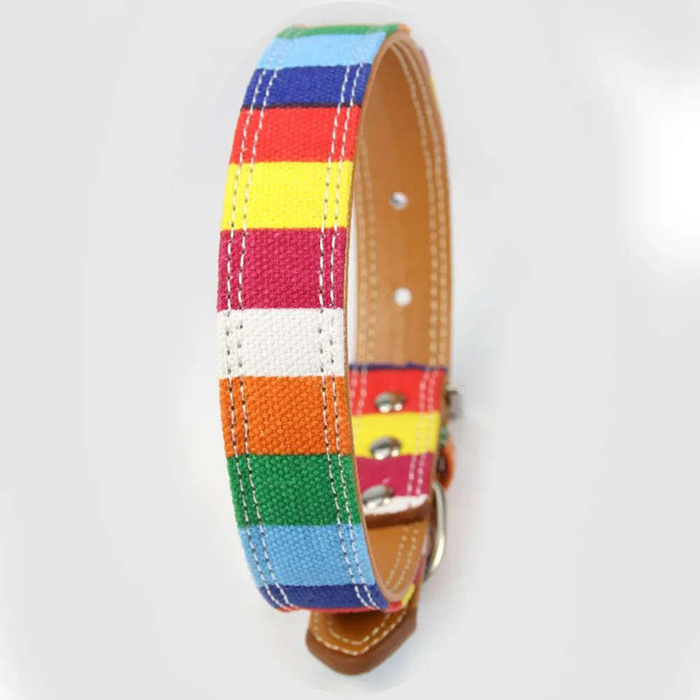 

Pet Product Padded Big Dog Collar Personalized Canvas&Leather Puppy Cat Necklace for Small Medium Large Dog Chihuahua Collars