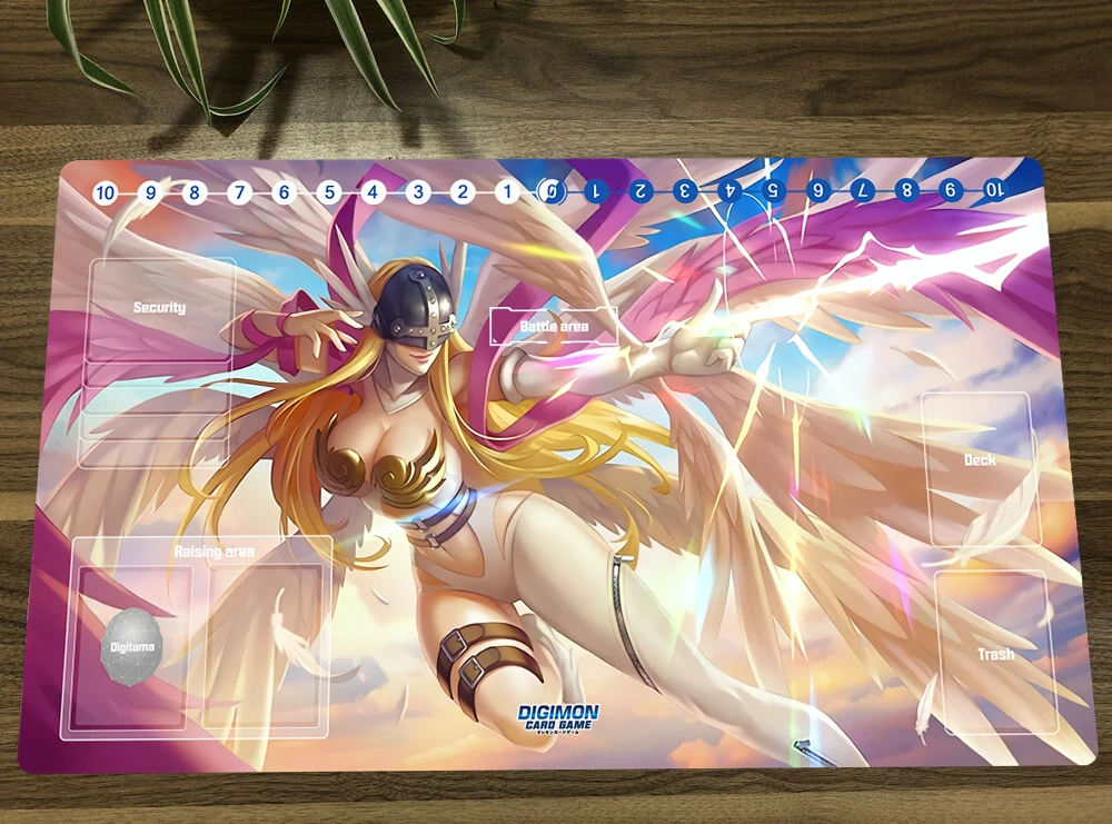 

New Digimon Playmat Angewomon Anime Trading Card Game Mat DTCG CCG Mat Mouse Desk Pad TCG Gaming Play Mat & Card Zones Free Bag